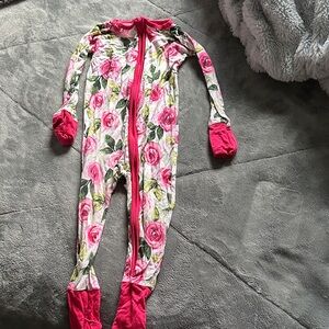Little Sleepies Pink Floral Kids Pajama Footies